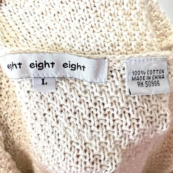 Anthropologie Eight Eight Eight Cream Cotton Cowl Neck Tunic Sweater Size Large - Picture 6 of 7
